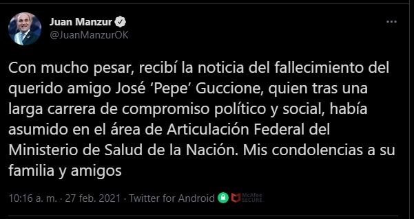La cúpula política de Misiones y Nación despidió con gran pesar a Pepe Guccione, para muchos un referente en la Salud Pública de Argentina 16 La cúpula política de Misiones y Nación despidió con gran pesar a Pepe Guccione, para muchos un referente en la Salud Pública de Argentina